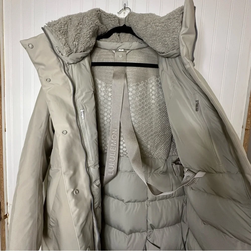 Lululemon Snow Warrior Long Parka in Raw Linen Size 8 - Picture 9 of 14